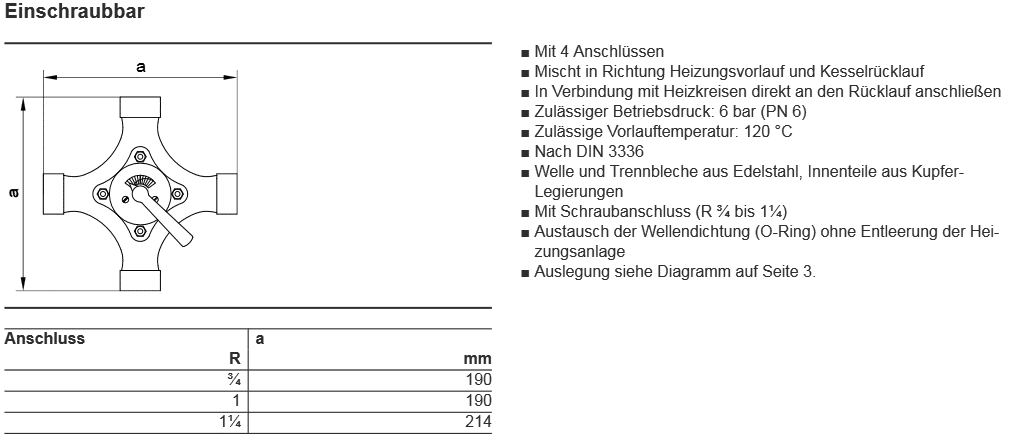 Mischereinsatz für 4-Wege Mischer DN32 Viessmann 7812438